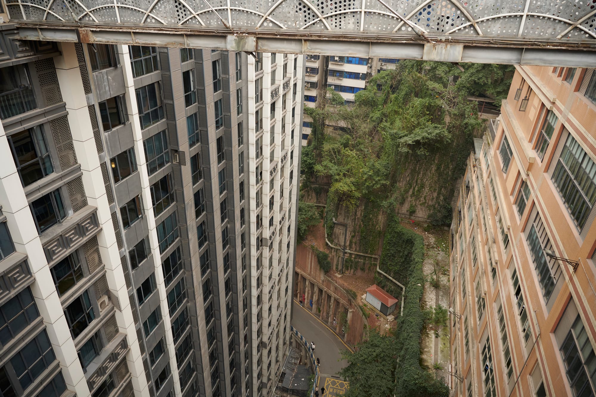 Looking down from Kuixing building in Chongqing