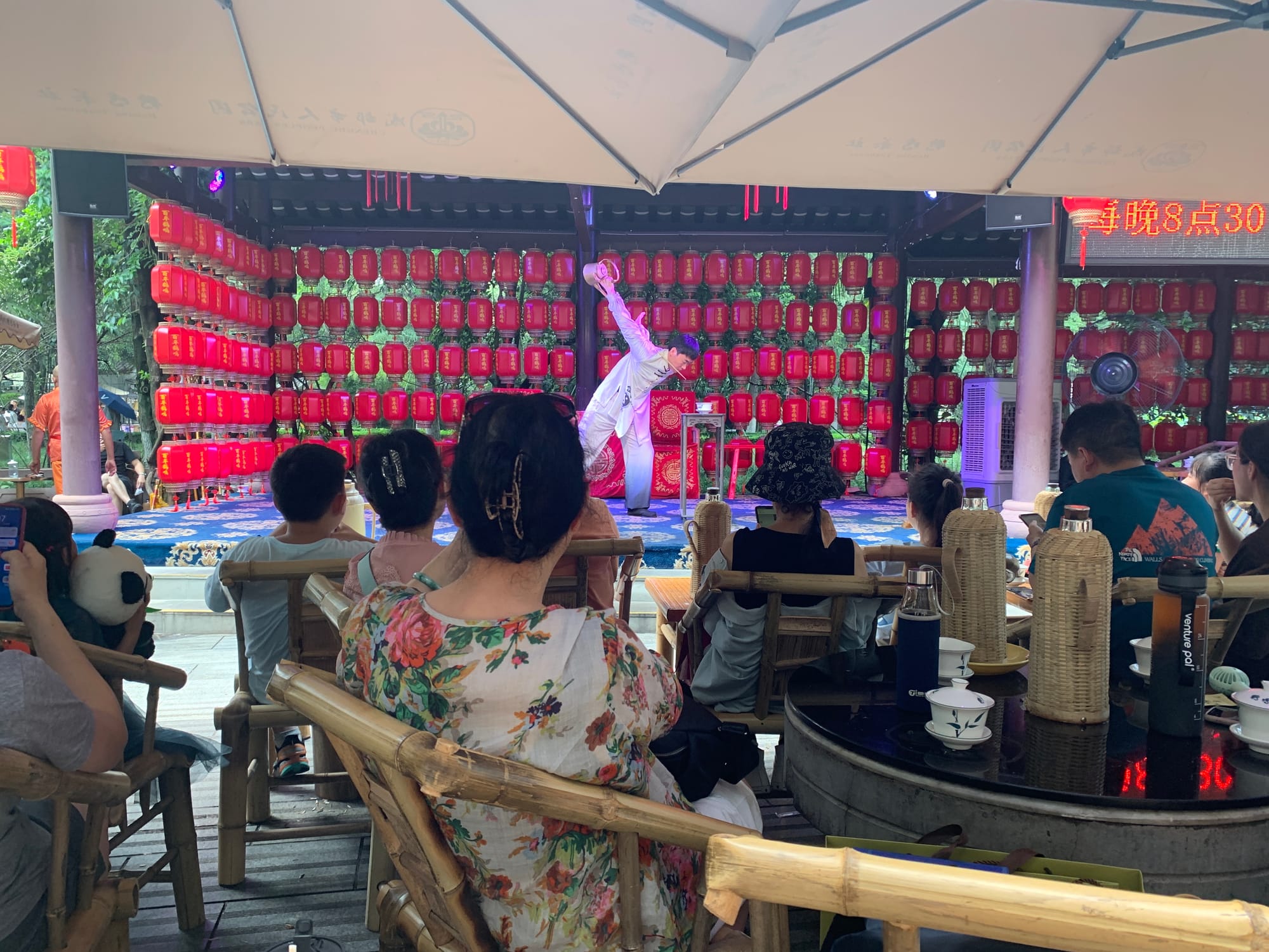 Performance at a tea house in People's Park in Chengdu